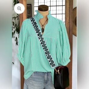 Green Puffy Sleeve Top XL